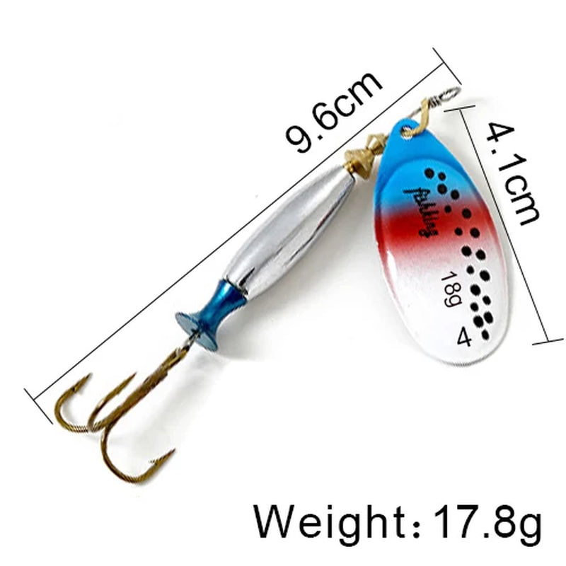 Long Cast Spinner Bait Fishing Lure 18G 24G Rotating Metal Spinbait Spoon Lures Pike with Treble Hooks Fishing Accessories