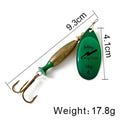 Long Cast Spinner Bait Fishing Lure 18G 24G Rotating Metal Spinbait Spoon Lures Pike with Treble Hooks Fishing Accessories
