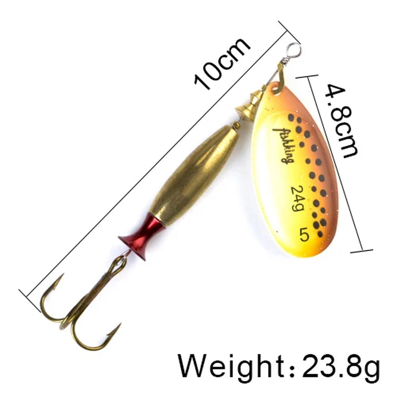 Long Cast Spinner Bait Fishing Lure 18G 24G Rotating Metal Spinbait Spoon Lures Pike with Treble Hooks Fishing Accessories