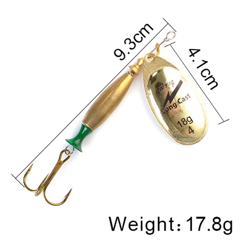 Long Cast Spinner Bait Fishing Lure 18G 24G Rotating Metal Spinbait Spoon Lures Pike with Treble Hooks Fishing Accessories
