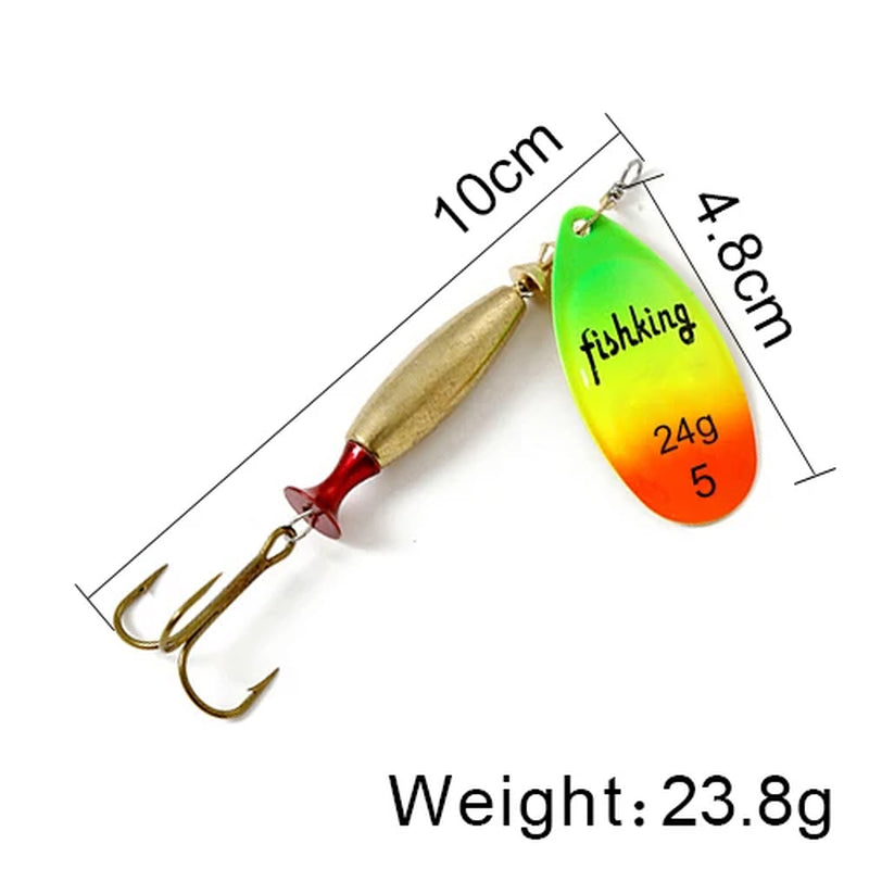 Long Cast Spinner Bait Fishing Lure 18G 24G Rotating Metal Spinbait Spoon Lures Pike with Treble Hooks Fishing Accessories