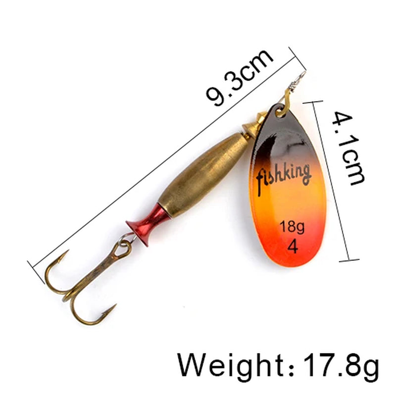 Long Cast Spinner Bait Fishing Lure 18G 24G Rotating Metal Spinbait Spoon Lures Pike with Treble Hooks Fishing Accessories