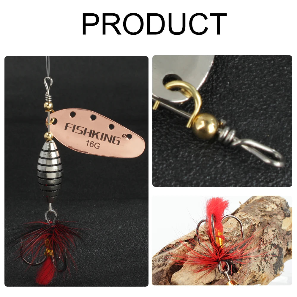 6G 12G 16G Metal Spinner Bait Fishing Lure with Treble Hook Hair Hard Artificial Bait Spinner Lure Sequin Bass Pike