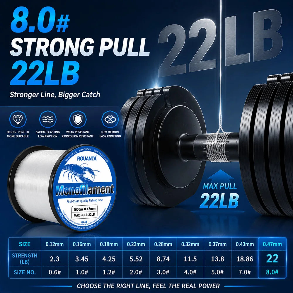 500M 1000M Nylon Fishing Line Monofilament Super Strong Abrasion Resistant Smooth Sinking Line for Carp Bass Pesca Tackl