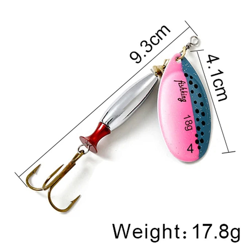 Long Cast Spinner Bait Fishing Lure 18G 24G Rotating Metal Spinbait Spoon Lures Pike with Treble Hooks Fishing Accessories
