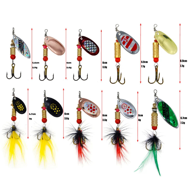 Newest Metal Spoon Spinner Fishing Lure 10PCS Set Spoonbait Crankbaits Fishing Wobblers for Pike Crochet Kit Artificial Bait
