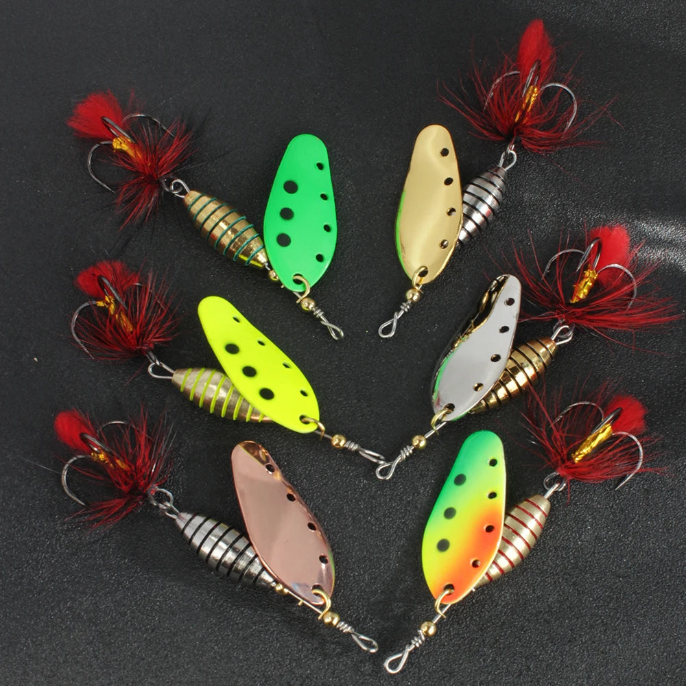 6G 12G 16G Metal Spinner Bait Fishing Lure with Treble Hook Hair Hard Artificial Bait Spinner Lure Sequin Bass Pike