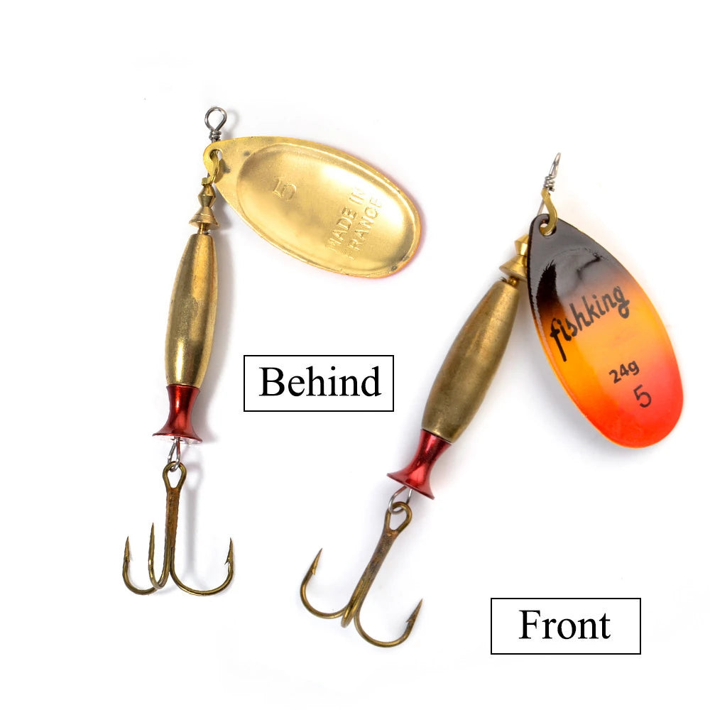 Long Cast Spinner Bait Fishing Lure 18G 24G Rotating Metal Spinbait Spoon Lures Pike with Treble Hooks Fishing Accessories
