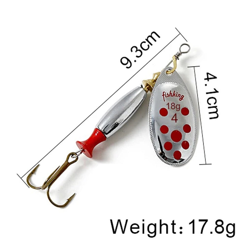 Long Cast Spinner Bait Fishing Lure 18G 24G Rotating Metal Spinbait Spoon Lures Pike with Treble Hooks Fishing Accessories
