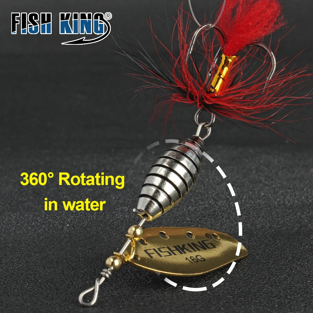 6G 12G 16G Metal Spinner Bait Fishing Lure with Treble Hook Hair Hard Artificial Bait Spinner Lure Sequin Bass Pike