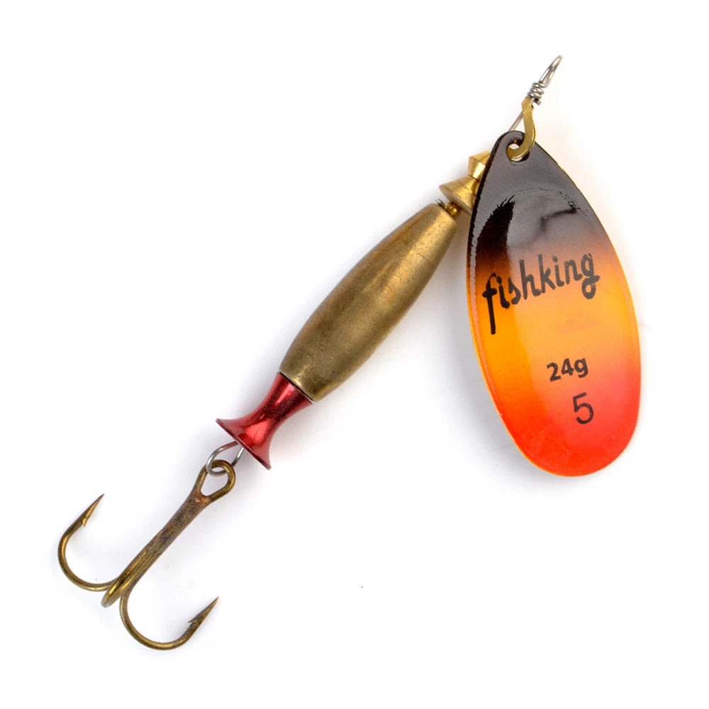 Long Cast Spinner Bait Fishing Lure 18G 24G Rotating Metal Spinbait Spoon Lures Pike with Treble Hooks Fishing Accessories