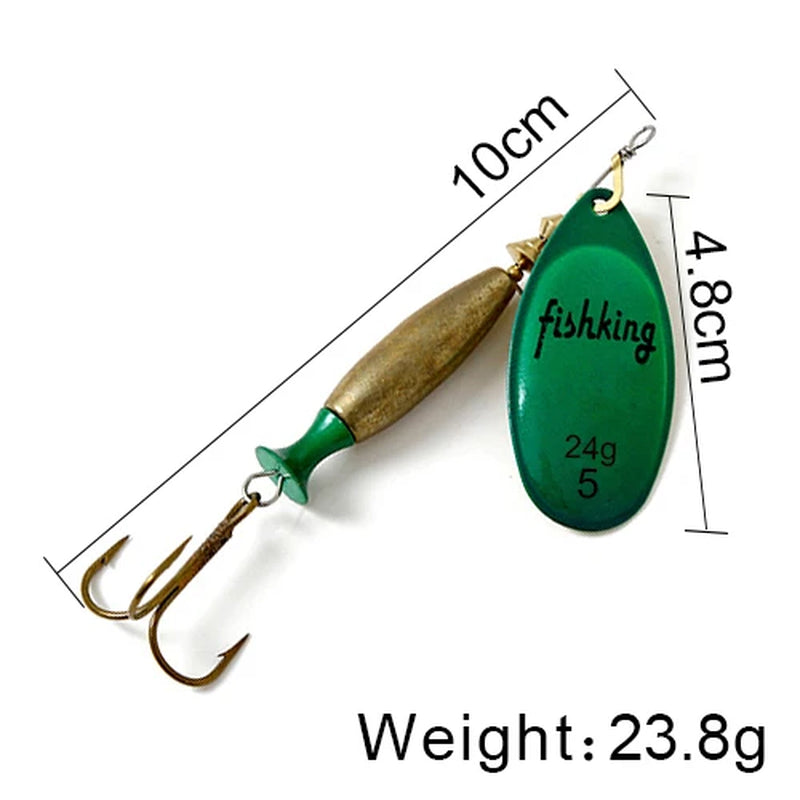 Long Cast Spinner Bait Fishing Lure 18G 24G Rotating Metal Spinbait Spoon Lures Pike with Treble Hooks Fishing Accessories