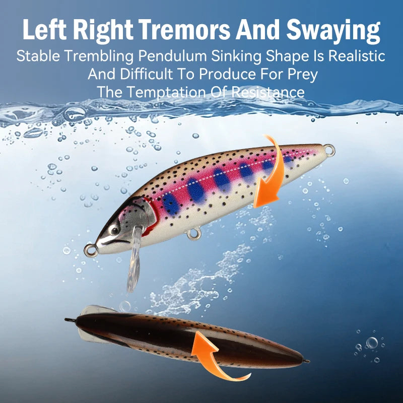 Sinking Minnow Fishing Lures 55Mm 4.7G 75Mm 10.5G Artificial Trout Lure Stream Lake Jerkbait Wobblers Hard Swimbaits