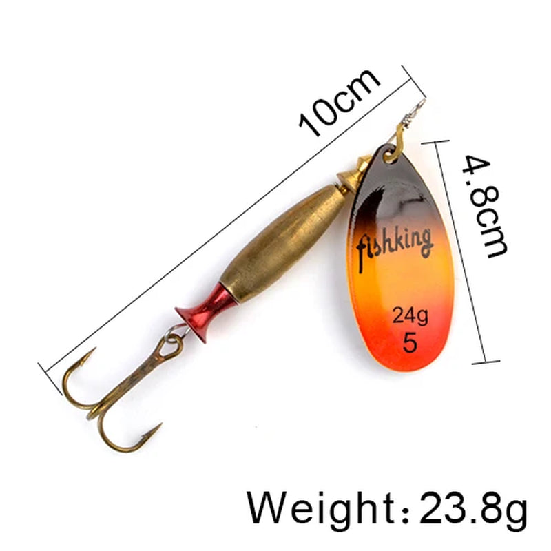Long Cast Spinner Bait Fishing Lure 18G 24G Rotating Metal Spinbait Spoon Lures Pike with Treble Hooks Fishing Accessories