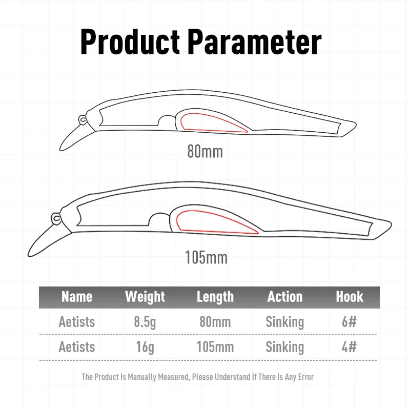 Artist FR Silence Sinking Minnow Fishing Lures 80Mm 105Mm Jerkbaits Good Action Wobblers High Quality Hard Baits Sea Bass