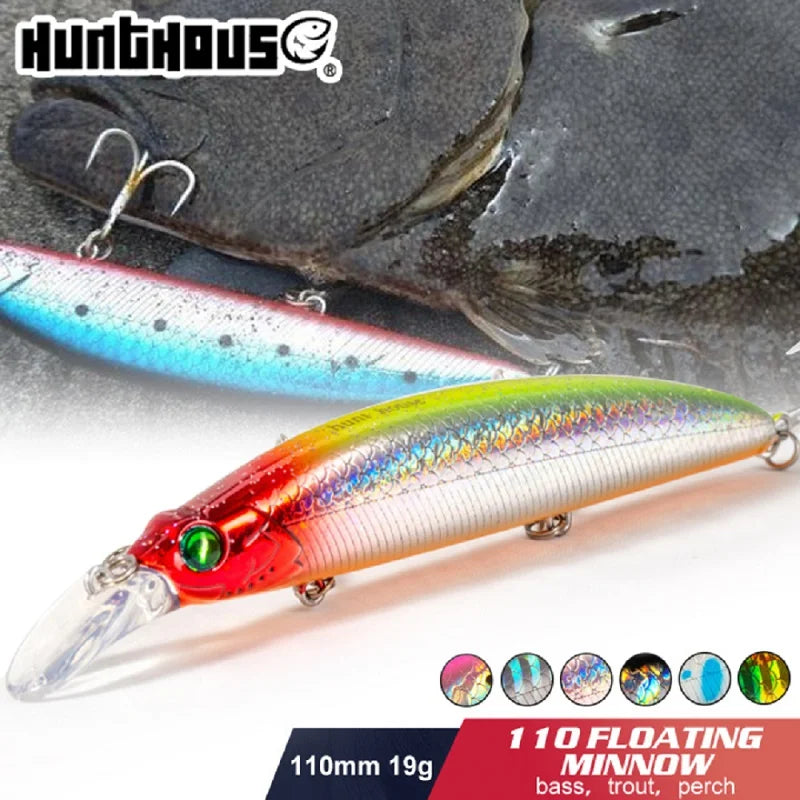Hunthouse Lip Minnow Hard Fishing Lure Floating Jerkbait 110Mm19G Wobbler Artificial Bait Good for Fishing Flatfish