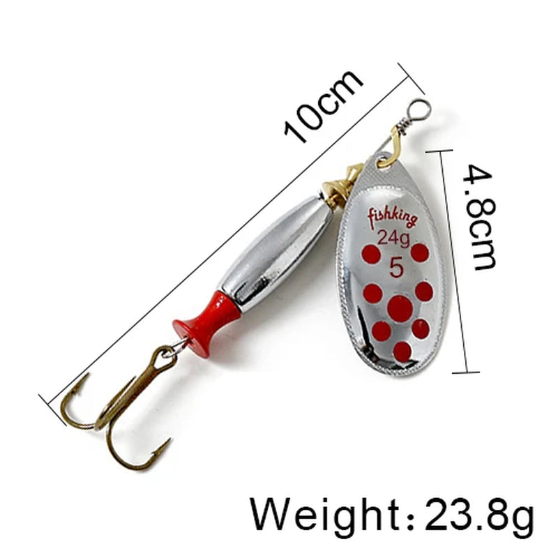 Long Cast Spinner Bait Fishing Lure 18G 24G Rotating Metal Spinbait Spoon Lures Pike with Treble Hooks Fishing Accessories