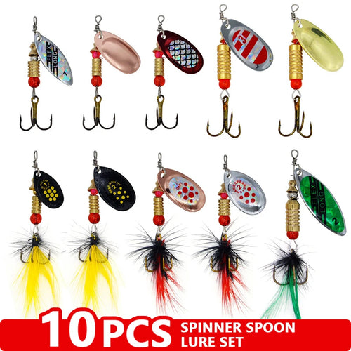 Newest Metal Spoon Spinner Fishing Lure 10PCS Set Spoonbait Crankbaits Fishing Wobblers for Pike Crochet Kit Artificial Bait
