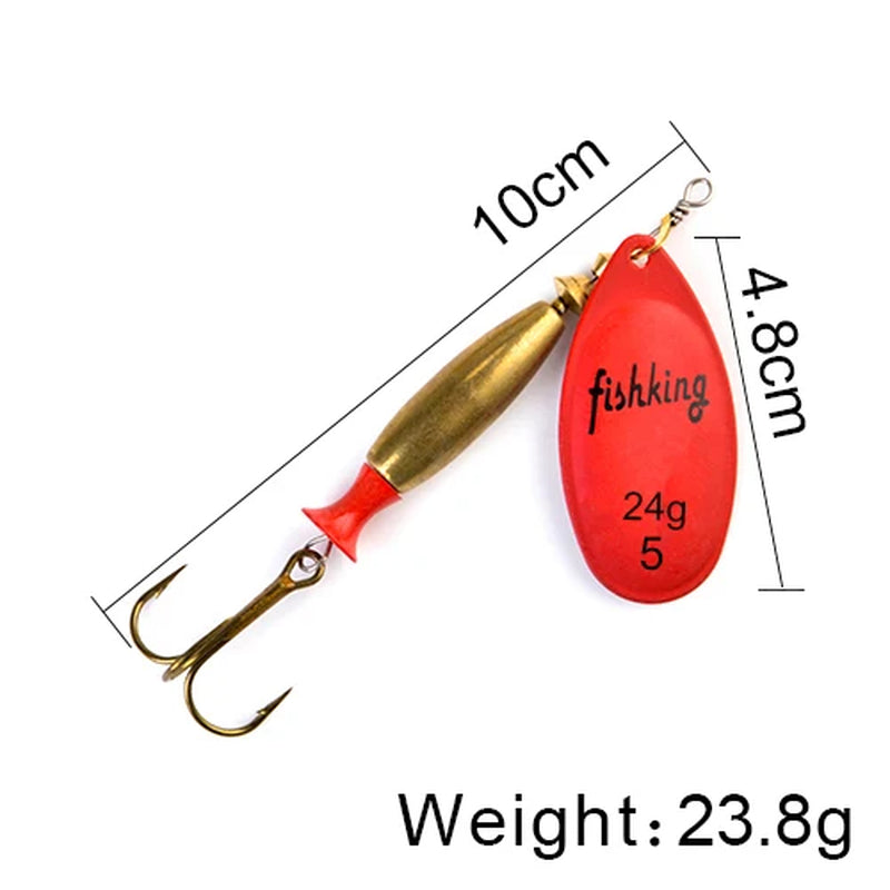 Long Cast Spinner Bait Fishing Lure 18G 24G Rotating Metal Spinbait Spoon Lures Pike with Treble Hooks Fishing Accessories