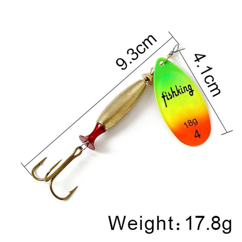 Long Cast Spinner Bait Fishing Lure 18G 24G Rotating Metal Spinbait Spoon Lures Pike with Treble Hooks Fishing Accessories