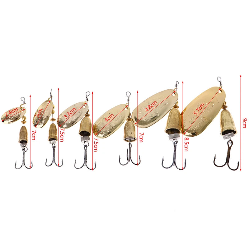 Blade Rotating Spinner Metal Lure Brass Artificial Spoon Bait Fishing Tackle