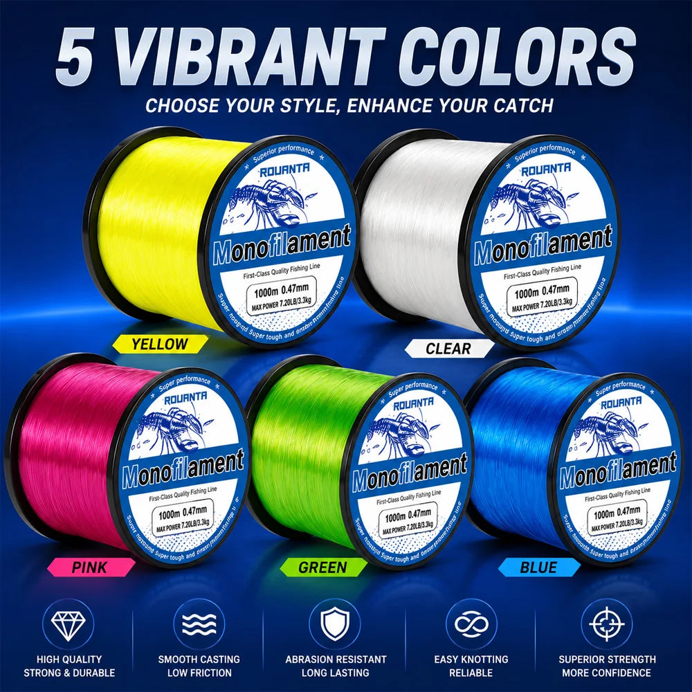500M 1000M Nylon Fishing Line Monofilament Super Strong Abrasion Resistant Smooth Sinking Line for Carp Bass Pesca Tackl