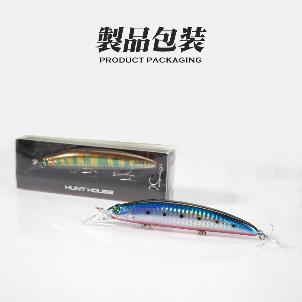 Hunthouse Lip Minnow Hard Fishing Lure Floating Jerkbait 110Mm19G Wobbler Artificial Bait Good for Fishing Flatfish