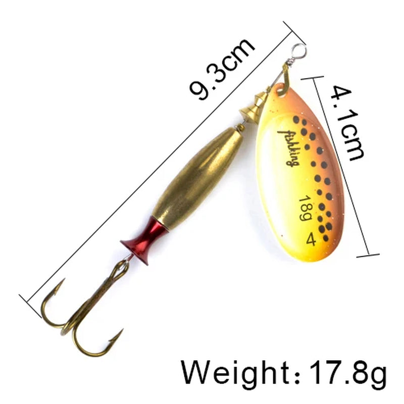 Long Cast Spinner Bait Fishing Lure 18G 24G Rotating Metal Spinbait Spoon Lures Pike with Treble Hooks Fishing Accessories