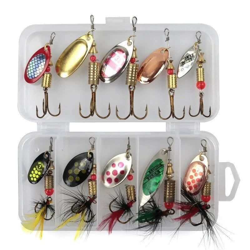Newest Metal Spoon Spinner Fishing Lure 10PCS Set Spoonbait Crankbaits Fishing Wobblers for Pike Crochet Kit Artificial Bait