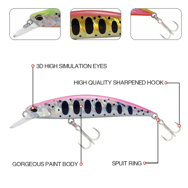 Minnow Wobbler RYUKI 80S Sinking Trolling Swimbait 8Cm 12G Rozantea Fishing Lure Jerkbait Artificial Bait Culter Alburnus Bass